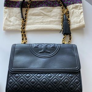 Tory Burch black Fleming convertible shoulder bag